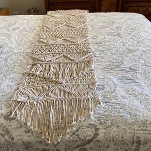 Anthropologie macramé runner 16 x90 inches. Like new